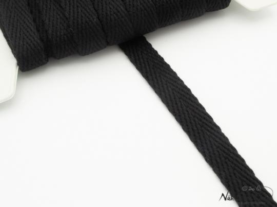 Hoodiekordel, flach, schwarz, 15 mm 