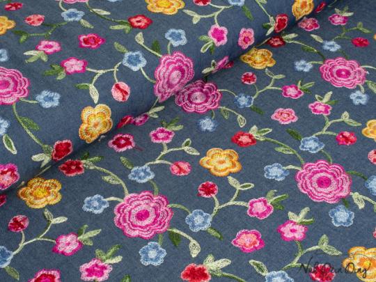 Blusenjeans mit Blumenstickerei 