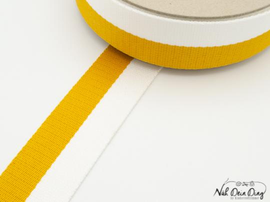Gurtband, 2farbig, gelb/weiß, 38 mm 