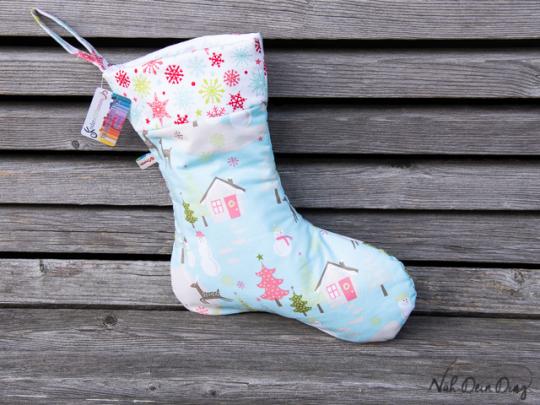 Nikolausstiefel Winterlandschaft hellblau 