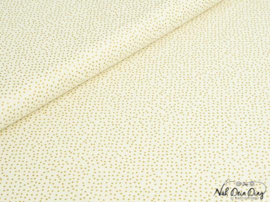 Baumwollstoff creme mit kleinen, goldenen Pünktchen 