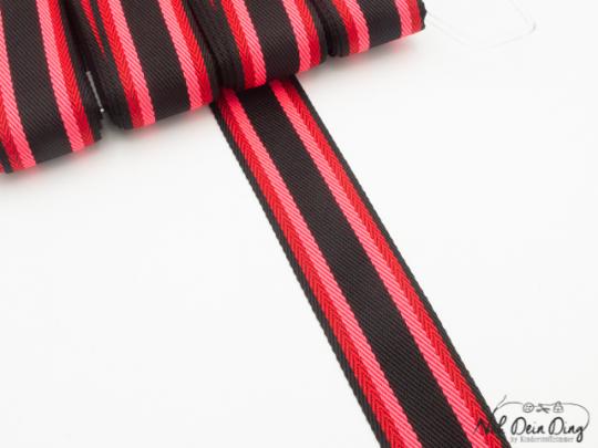 Webband schwarz/pink/rot gestreift 26 mm 