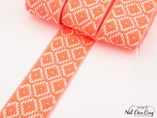 Ethno Gurtband, 40 mm, neon orange 