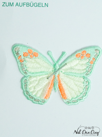 Applikation Schmetterling, mint mit Glitzer 