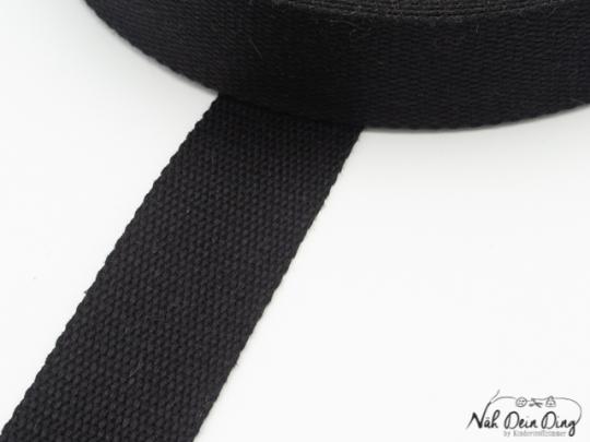 Baumwoll-Gurtband, 30 mm, schwarz 