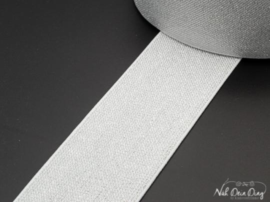Elasticbund, 50 mm, weiß/silber 