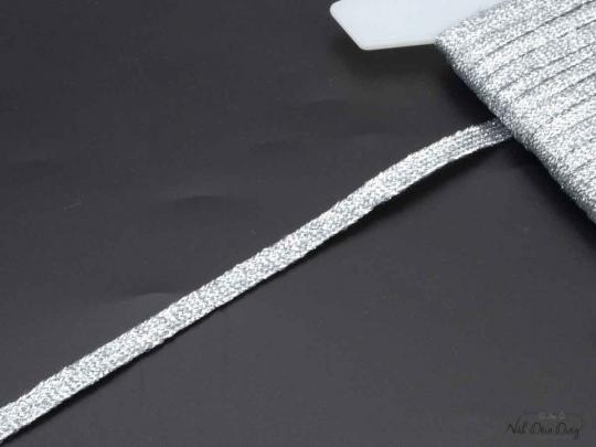 Tresse, 8 mm, Lurex, silber 