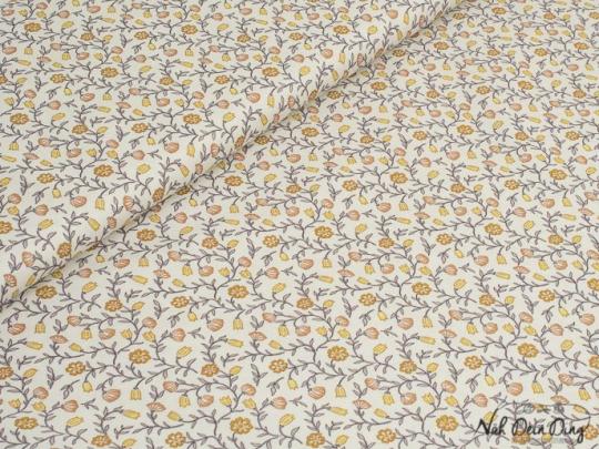 Baumwollstoff Blümchen gelb/beige 