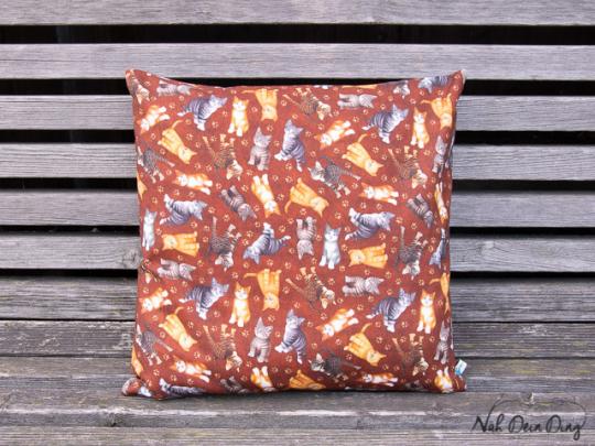 Kissenbezug 40x40 cm Katzen braun 