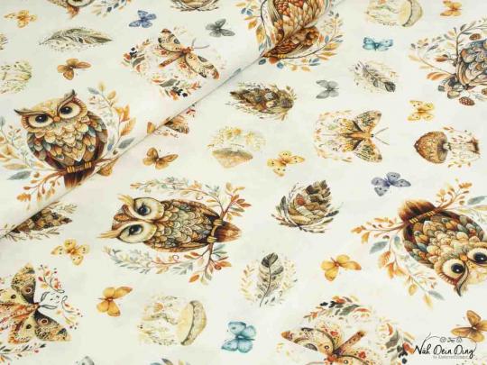 Baumwollstoff Eulen 