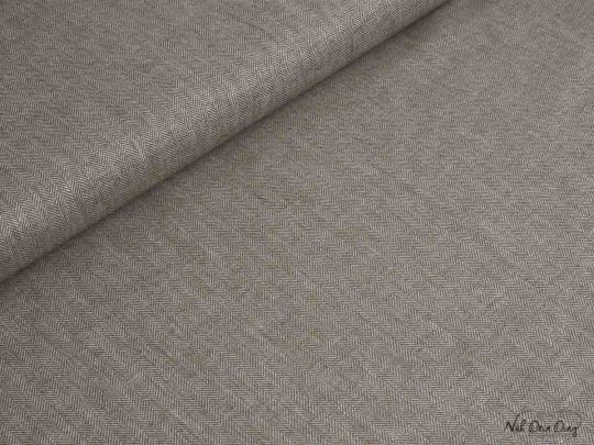 Leinen-/Baumwollmischung braun  mit feinem Fischgrätmuster 