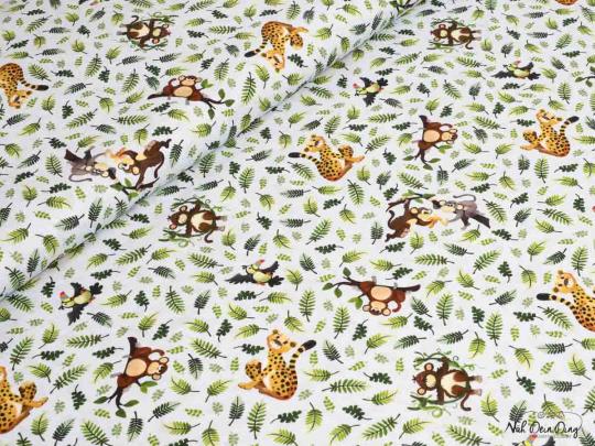 Baumwollstoff kleine Dschungeltiere 