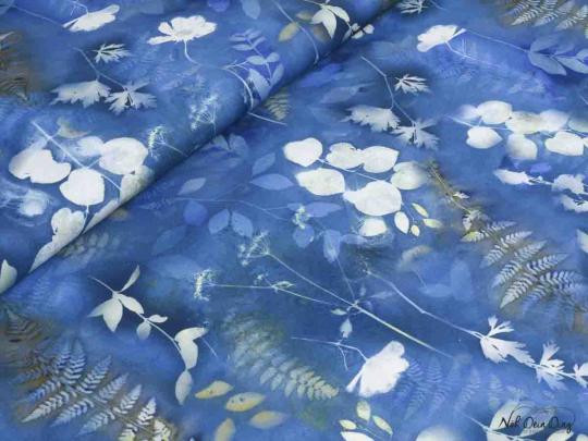 Baumwollstoff Gräser auf Blau 