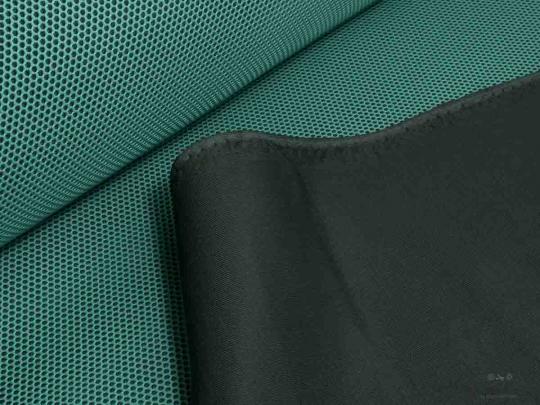 Taschenstoff Netz 3D mit Gewebe- rücken, grüntürkis 