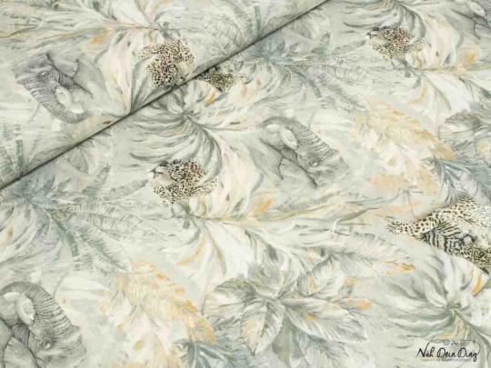 Baumwollstoff Elefant und Leopard 