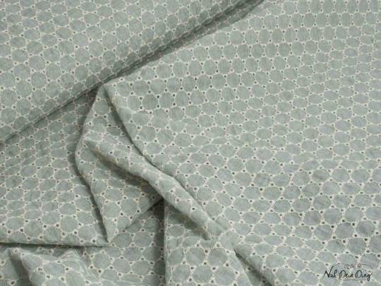 Lochstickerei Kreise, mint/creme 