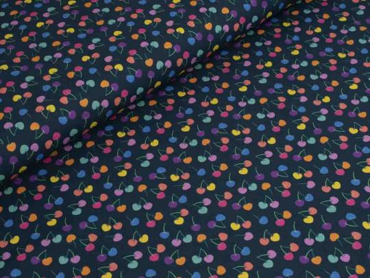 Baumwollstoff Kirschen, blau 