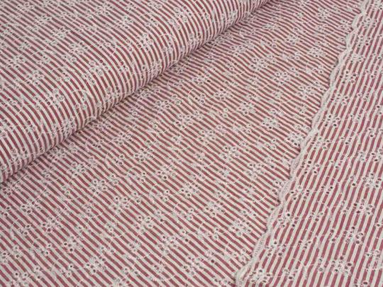 Voile mit Lochstickerei und Bogen- kante 