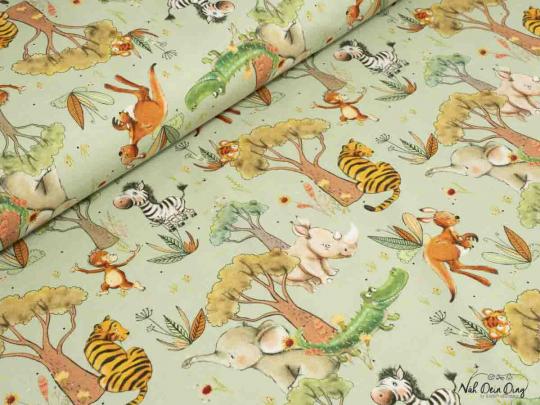 Baumwolljersey safari animals 