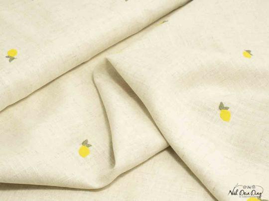 Viskose-/Leinenmischung mit gestickten Zitronen 