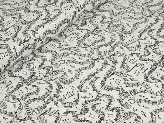 Baumwollstoff Notenlinien 