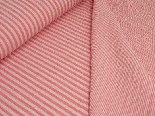 Double Gauze, Doubleface Streifen, lachs/rosa 
