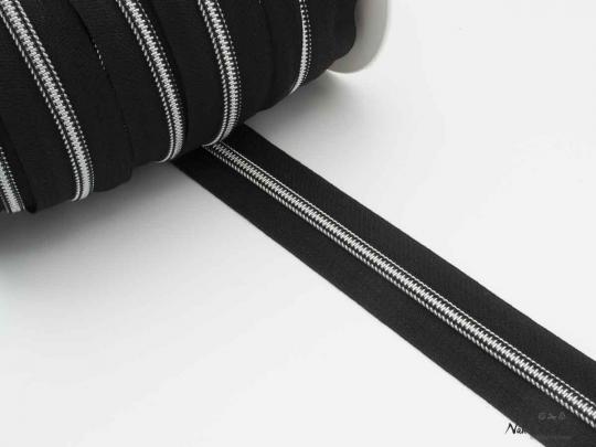 Endlosreißverschluss 5mm schwarz/ silber 