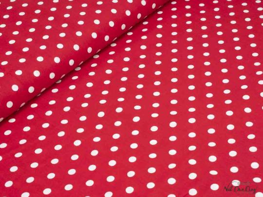 Baumwollstoff, rot mit weißen Polka- dots 